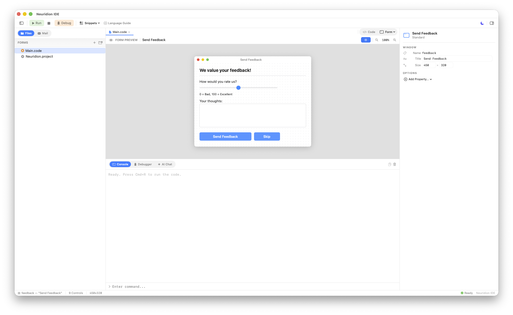Feedback form example